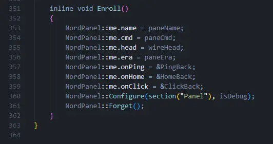 An Enroll function filling in every NordPanel identity field and calling Configure